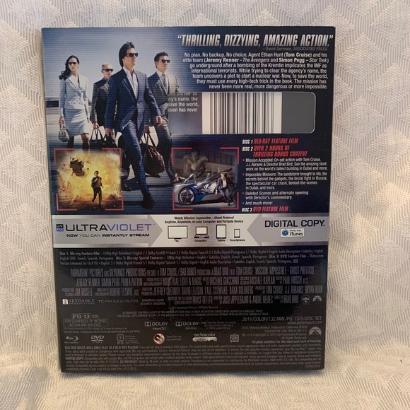 Sealed New Blu-Ray & DVD Ghost Protocol Tom Cruise Mission Impossible - Picture 3 of 4